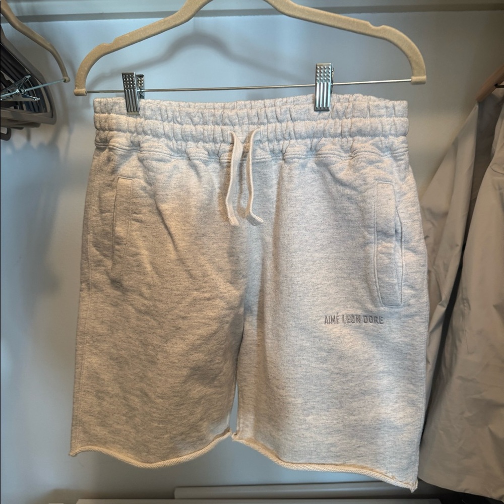 Aime Leon Dore sweatpant shorts. Oatmeal. Mens medium